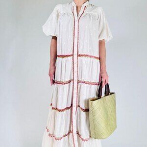 Alemais Giselle Tiered Crochet Midi Dress Size 10 AU/ 6 US